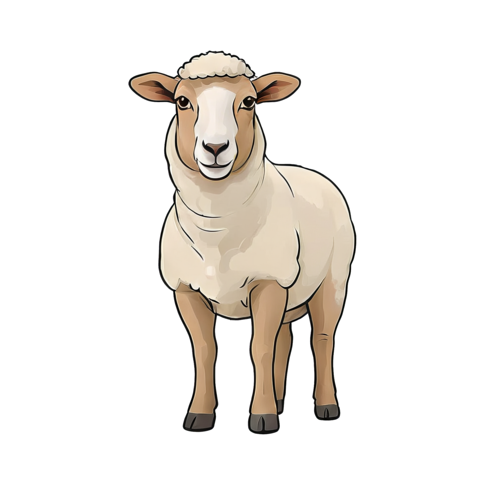 AI generated Sheep Hand Drawn Cartoon Style Illustration png