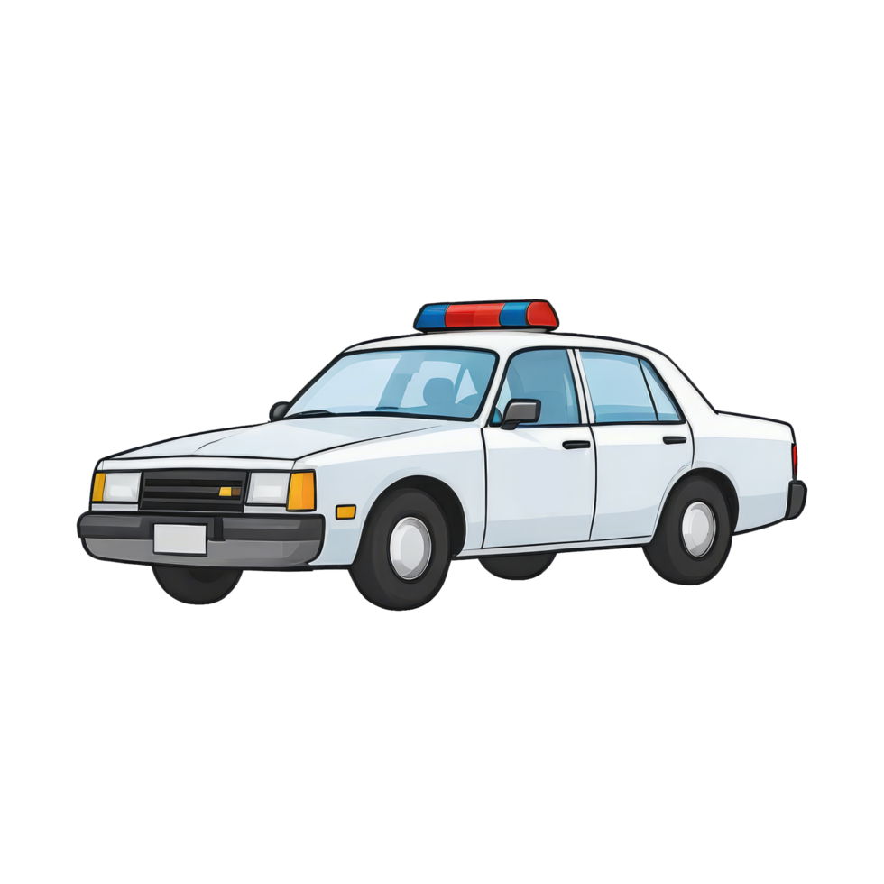 AI generated Police Car Hand Drawn Cartoon Style Illustration png