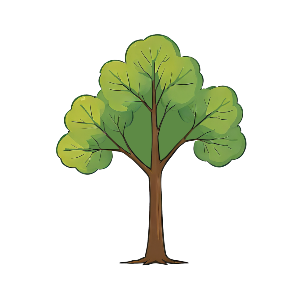 AI generated Tree Hand Drawn Cartoon Style Illustration png