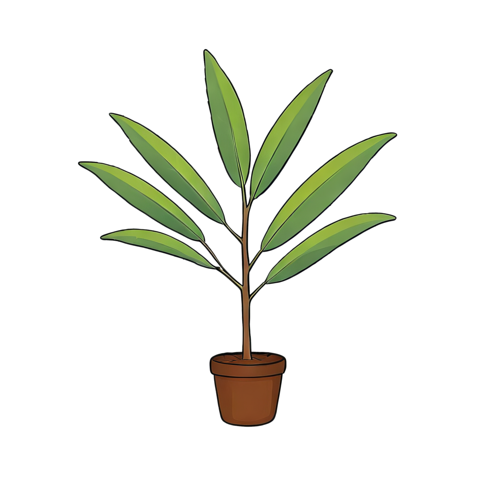 AI generated Pot Plant Hand Drawn Cartoon Style Illustration png