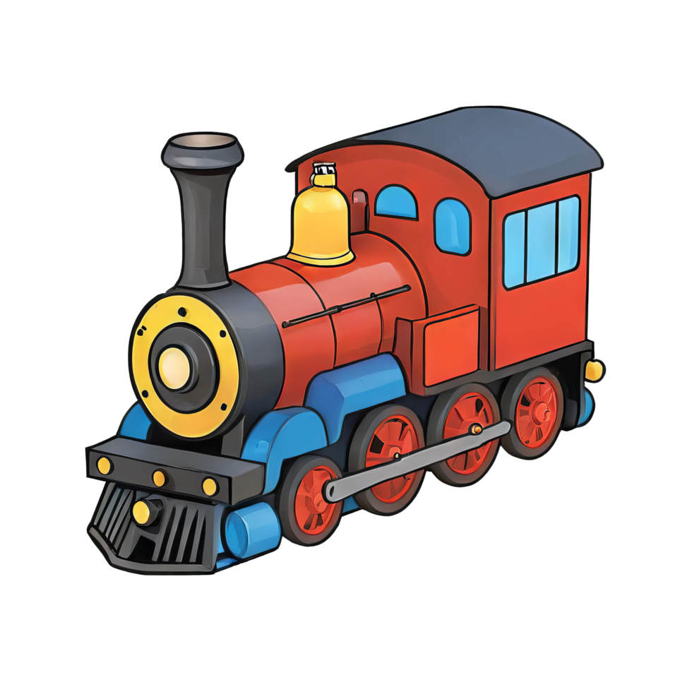 AI generated Steam Engine Hand Drawn Cartoon Style Illustration png