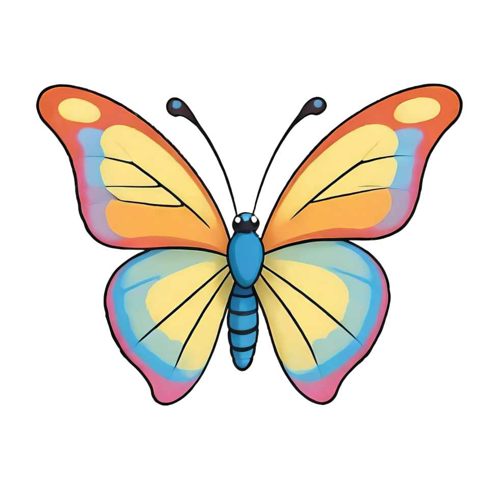 ai généré papillon main tiré dessin animé style illustration png