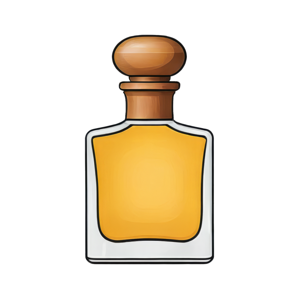 AI generated Woody Perfume Hand Drawn Cartoon Style Illustration png