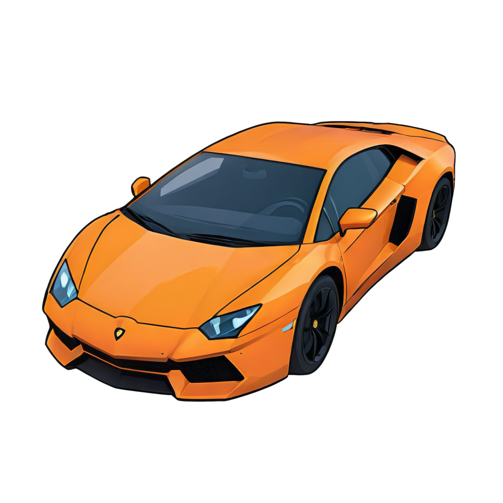 AI generated Lamborghini Hand Drawn Cartoon Style Illustration png