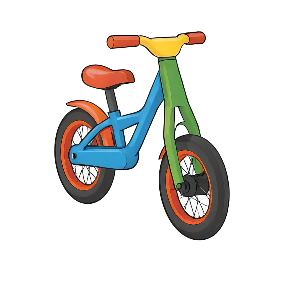 AI generated Children Bicycle Hand Drawn Cartoon Style Illustration png