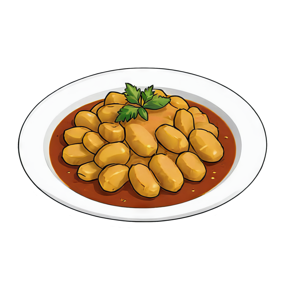 AI generated Aloo Keema Hand Drawn Cartoon Style Illustration png