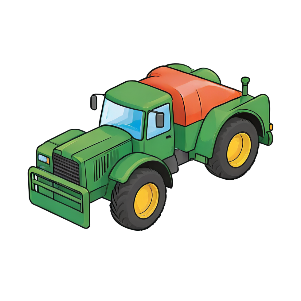 AI generated Agricultural Sprayer Tractor Hand Drawn Cartoon Style Illustration png