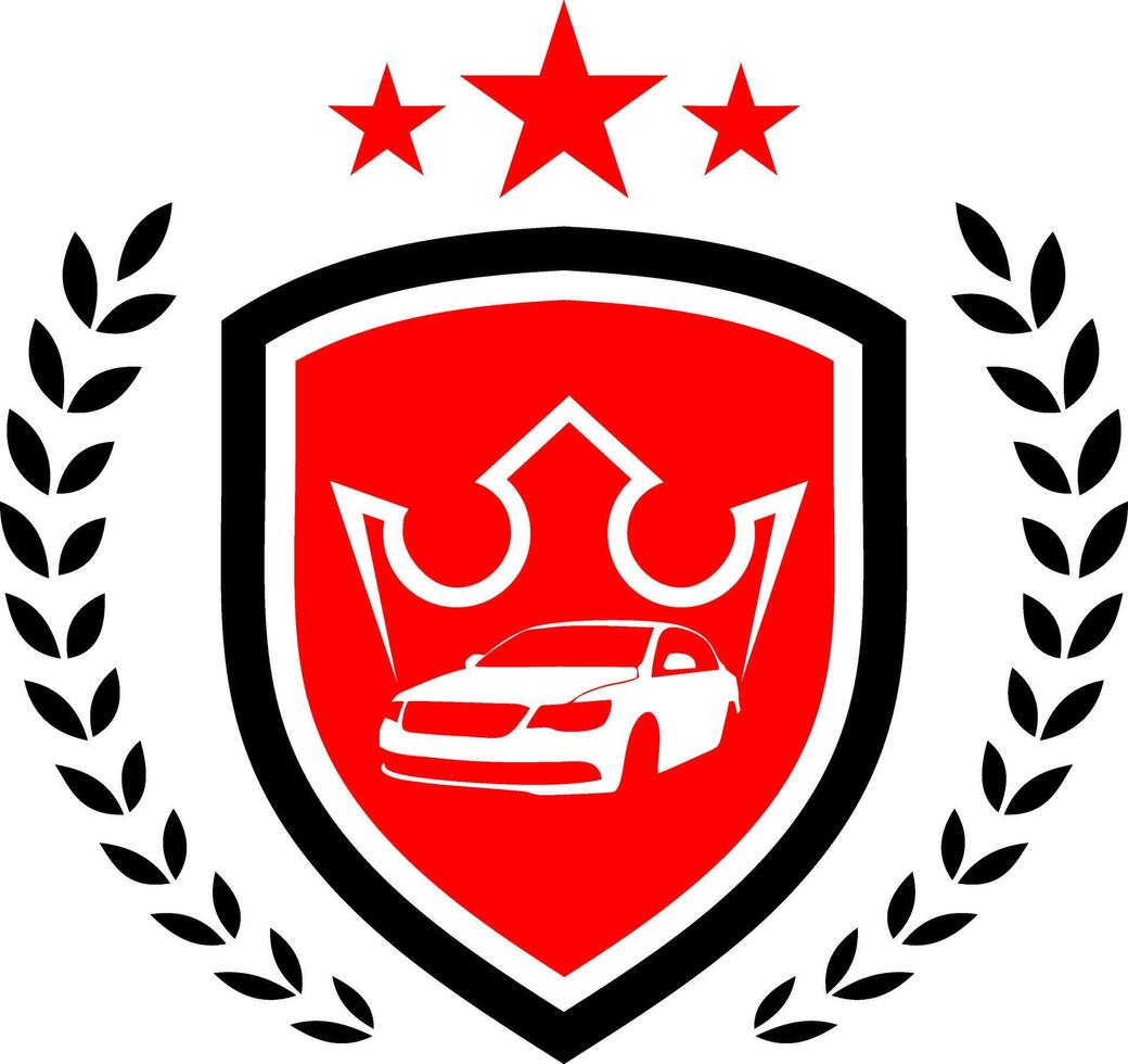car crown shield vector logo design