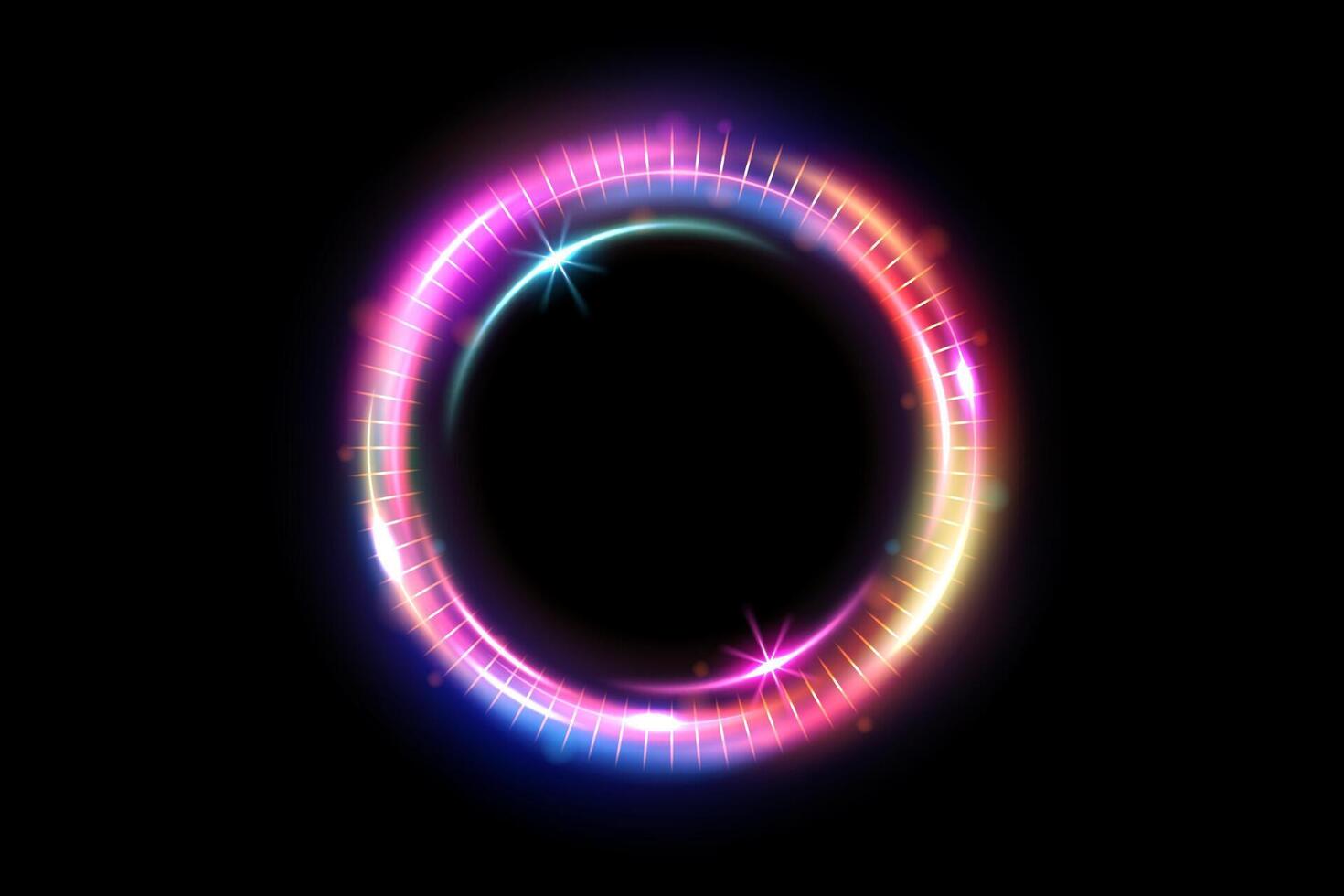 Abstract Ring Light Effect Isolated on Dark Background, Vector Illustration