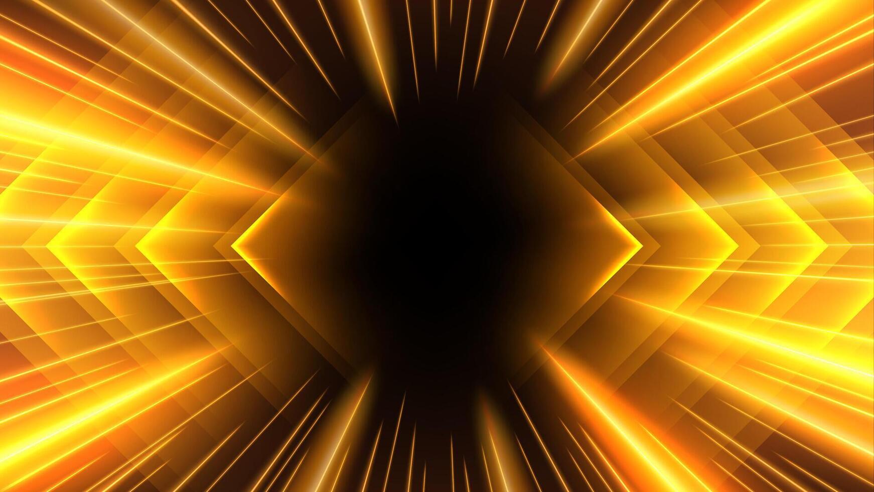 Gold Rays Zoom In Motion Effect, Light Color Trails, Vector Illustration