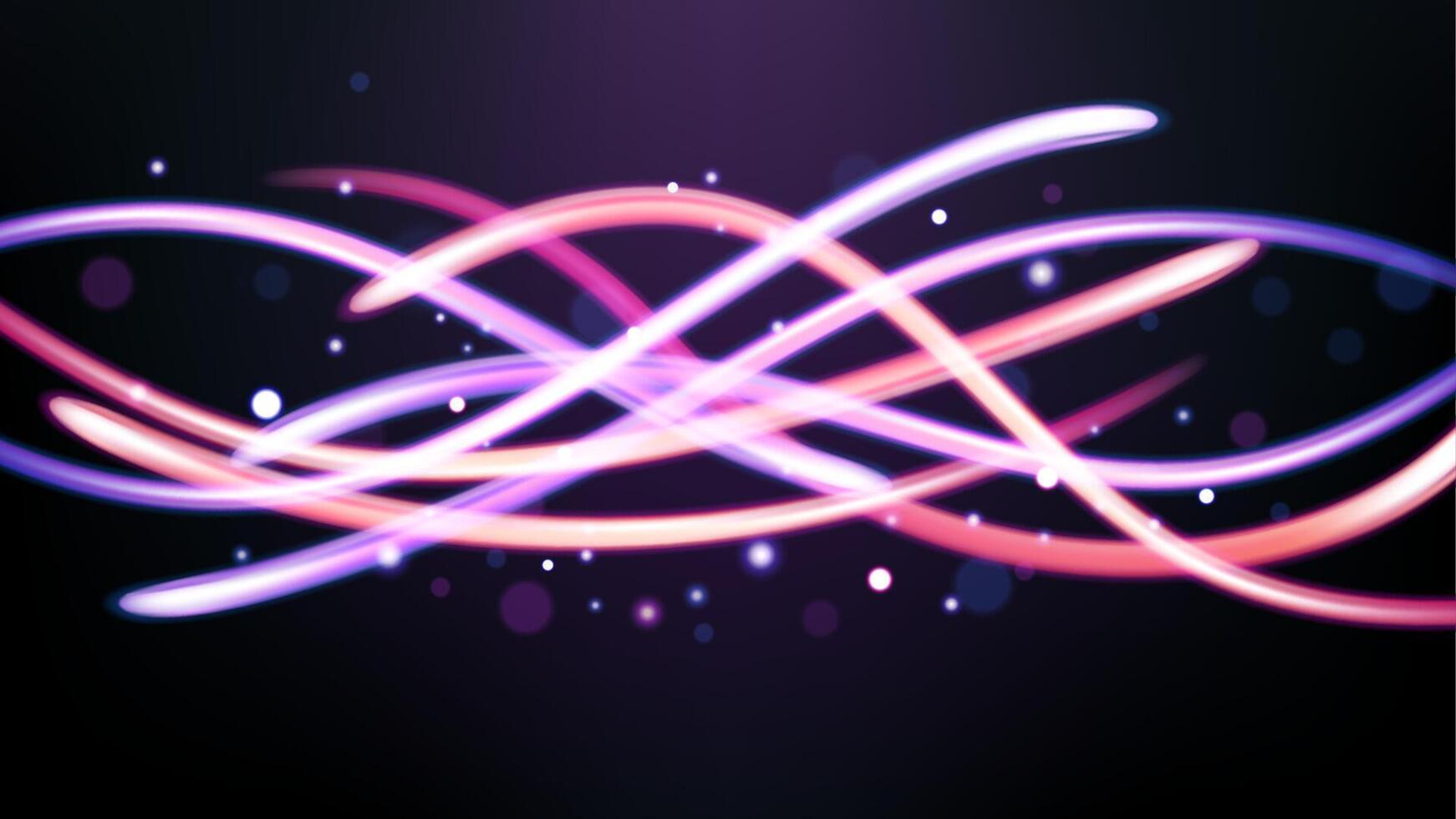 Colorful Light Trails, Long Time Exposure Motion Blur Effect, Vector Illustration