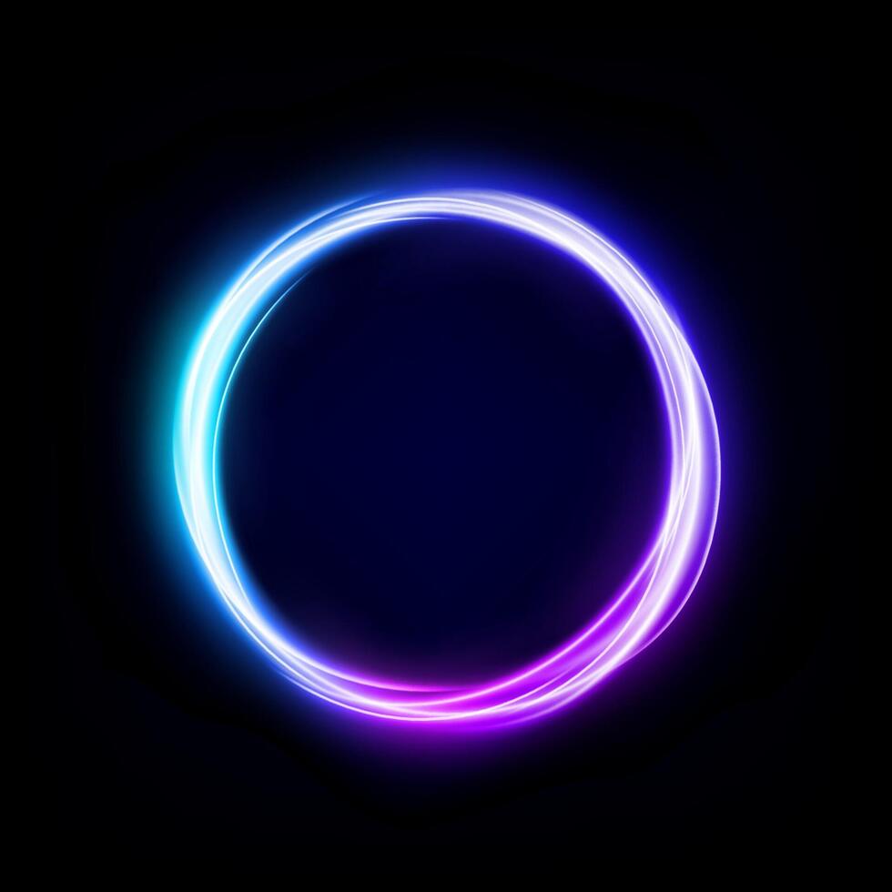 Abstract Multicolor Ring Line of Light, Isolated on Dark Background, Vector Illustration