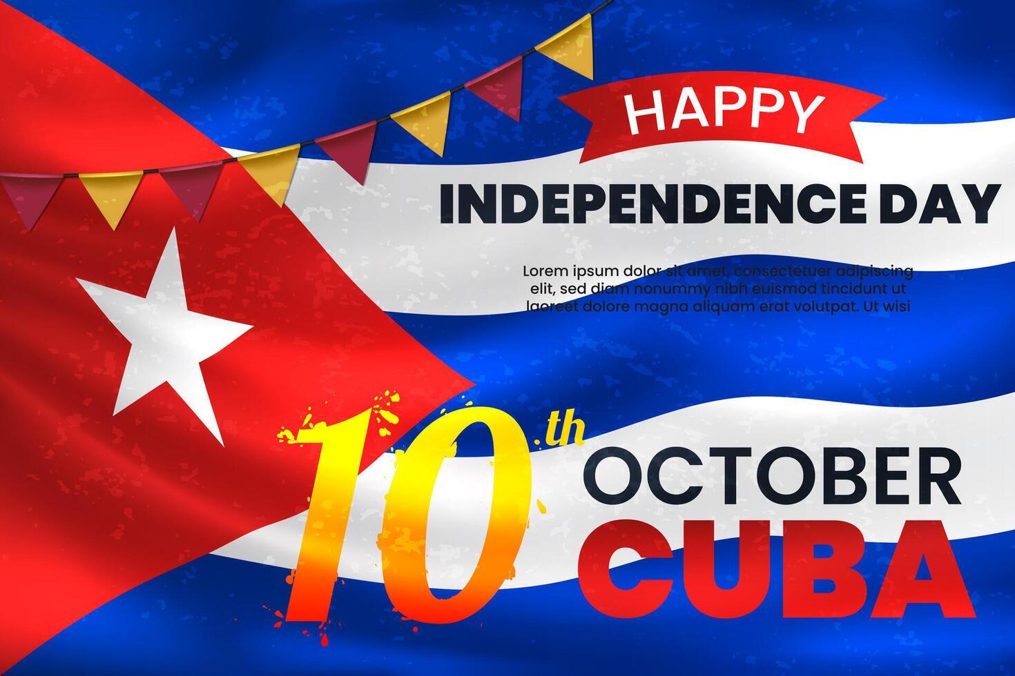 Happy Independence Day of Cuba with Waving Flag Background, Vector Illustration