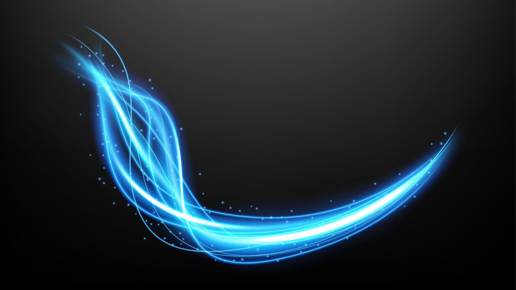 Blue Light Trails, Long Time Exposure Motion Blur Effect. Vector Illustration