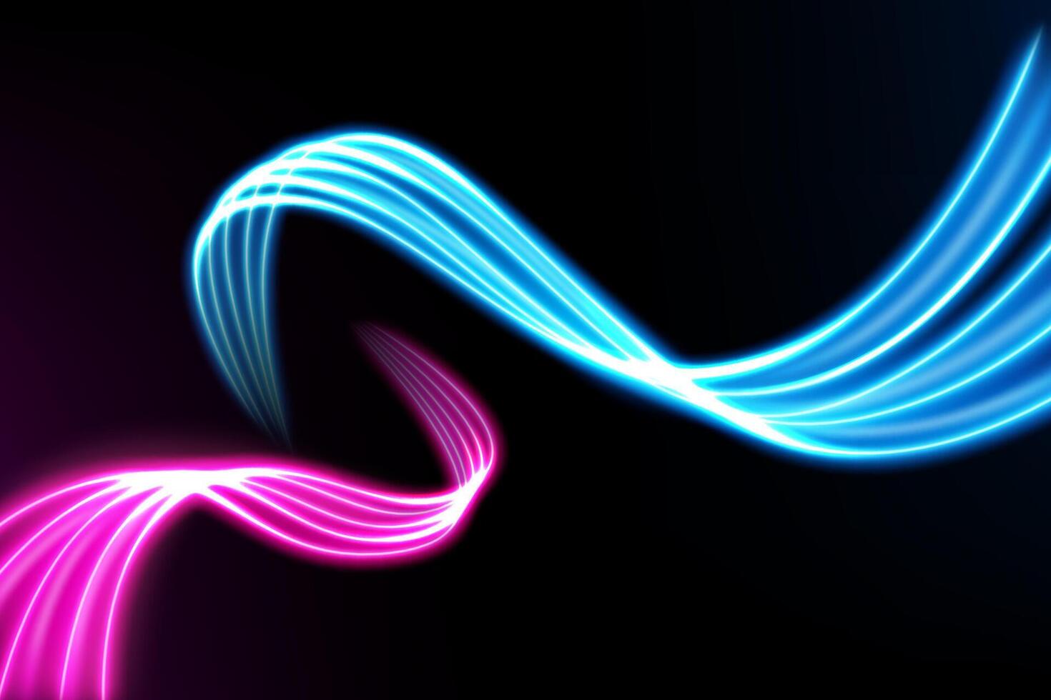 Blue and Pink Light Trails, Long Time Exposure Motion Blur Effect, Vector Illustration