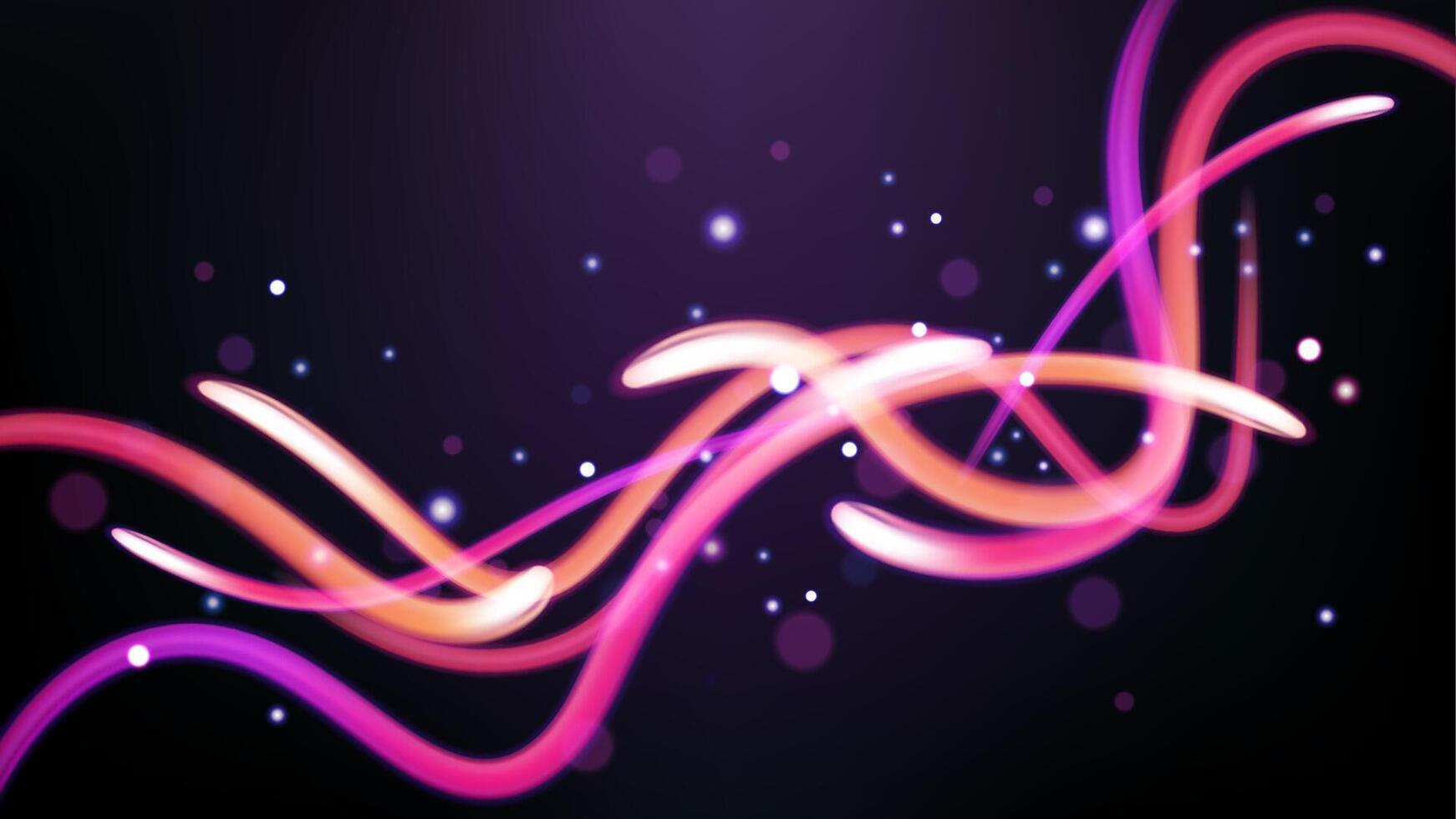 Colorful Light Trails, Long Time Exposure Motion Blur Effect, Vector Illustration