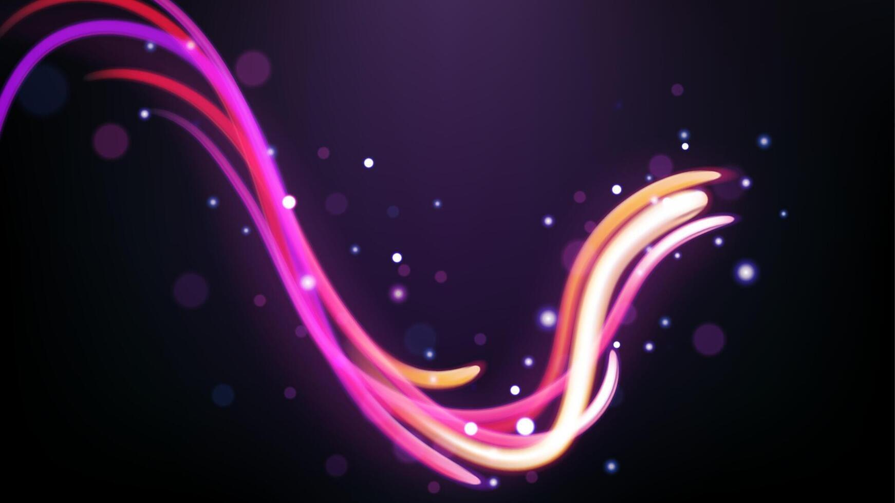 Colorful Light Trails, Long Time Exposure Motion Blur Effect, Vector Illustration
