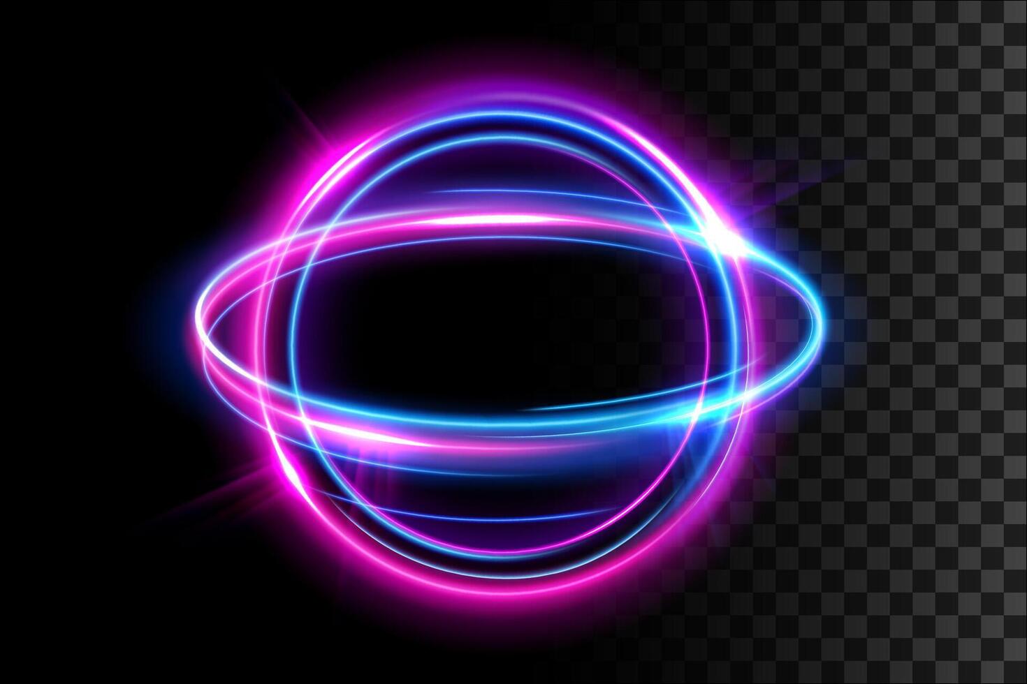 Abstract Ring Light Effect Isolated on Dark Background, Vector Illustration