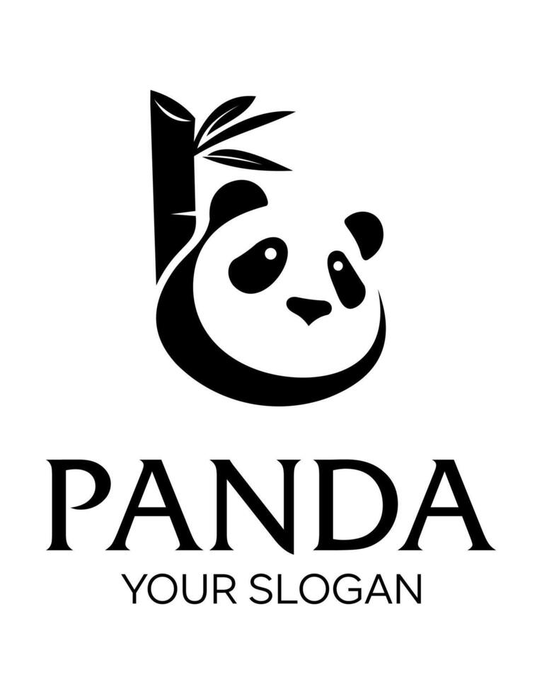 panda bambú idea vector logo diseño