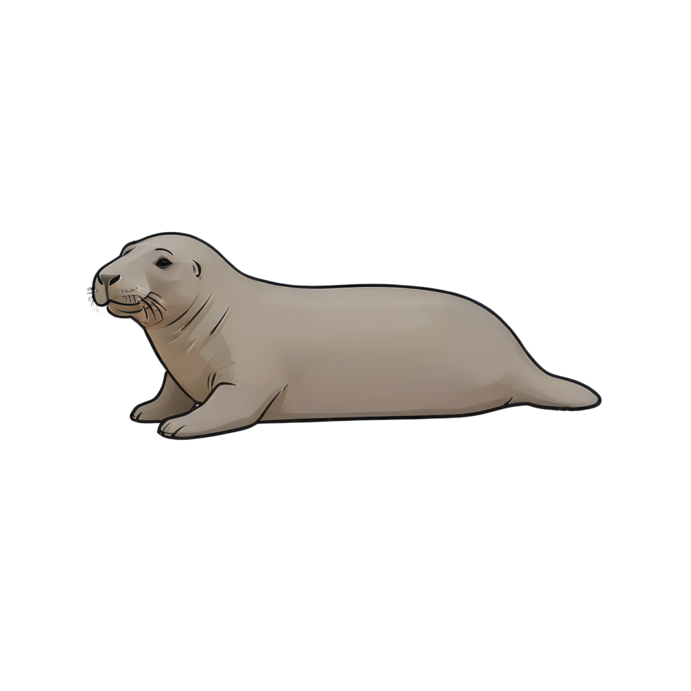 AI generated Elephant Seal Hand Drawn Cartoon Style Illustration png