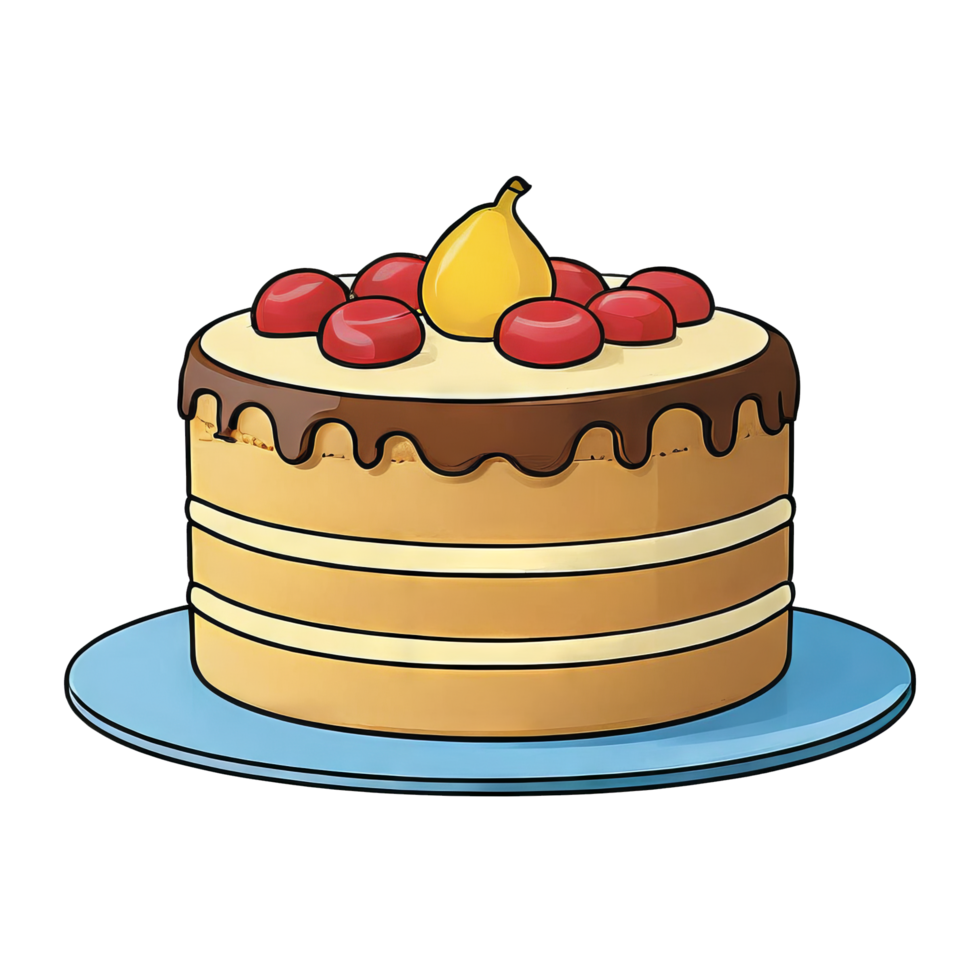 AI generated Cake Hand Drawn Cartoon Style Illustration png