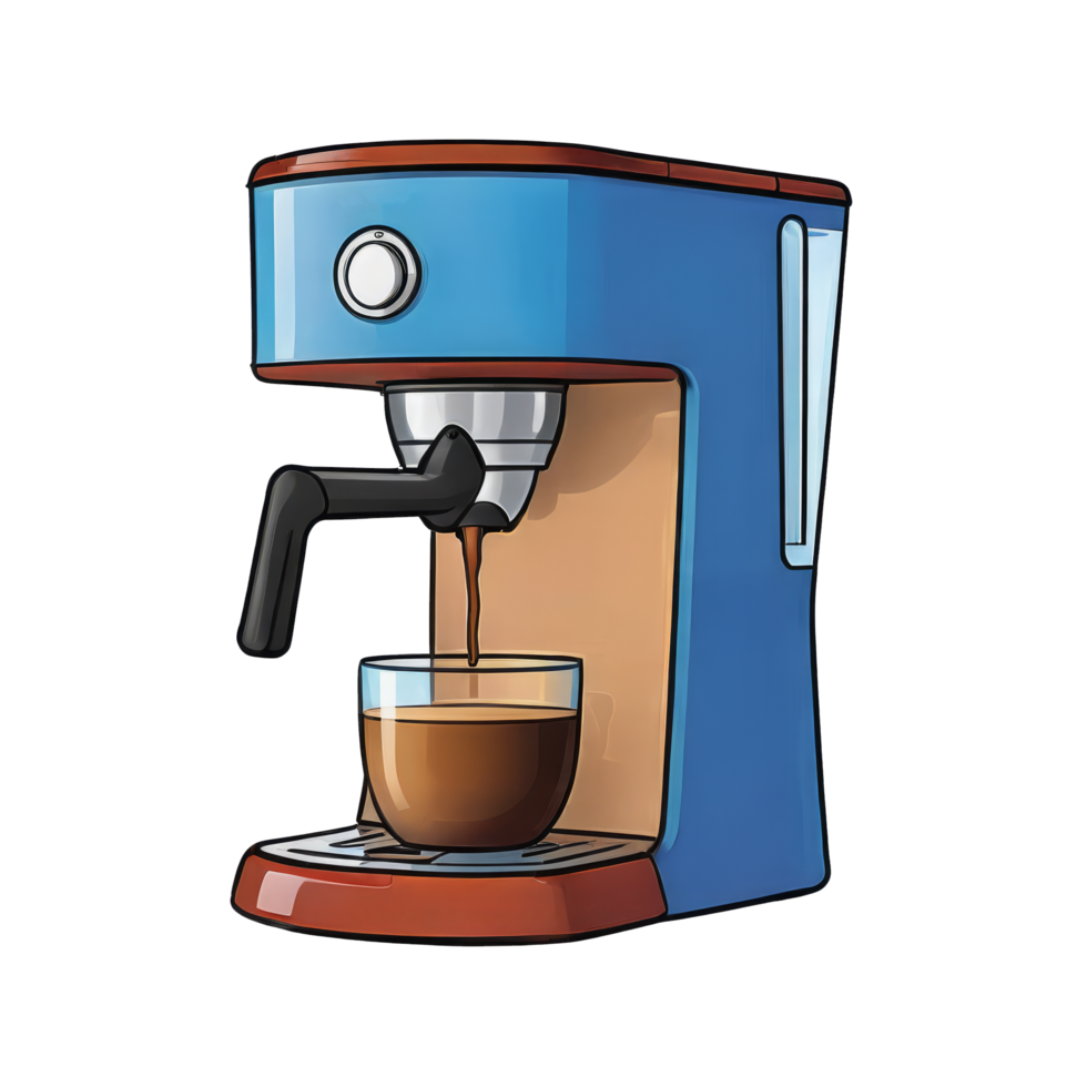 ai généré café fabricant main tiré dessin animé style illustration png