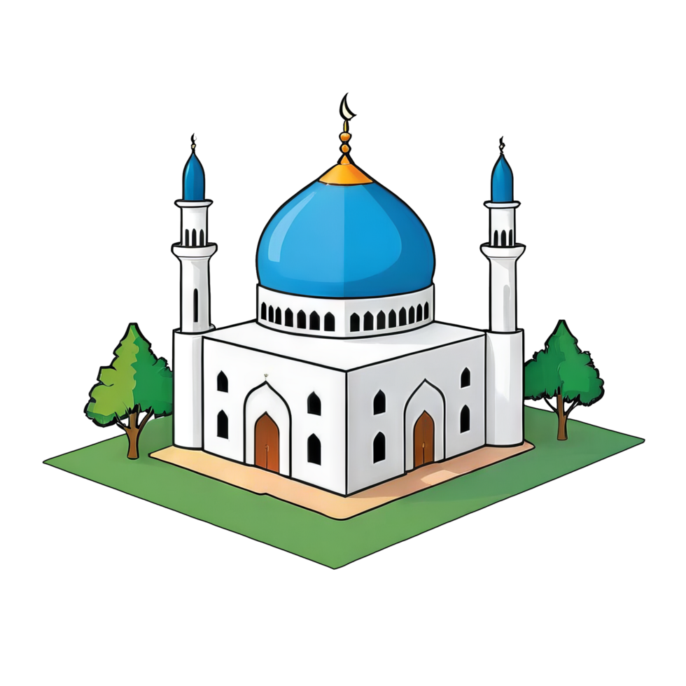 AI generated Mosque Hand Drawn Cartoon Style Illustration png