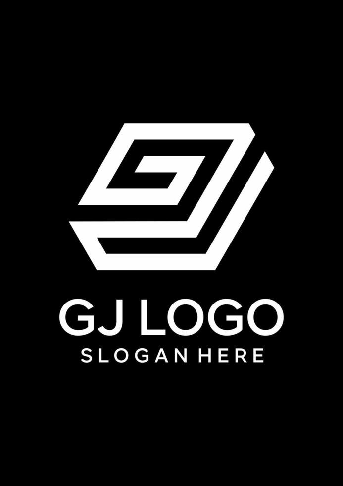 initial GJ box idea vector logo design