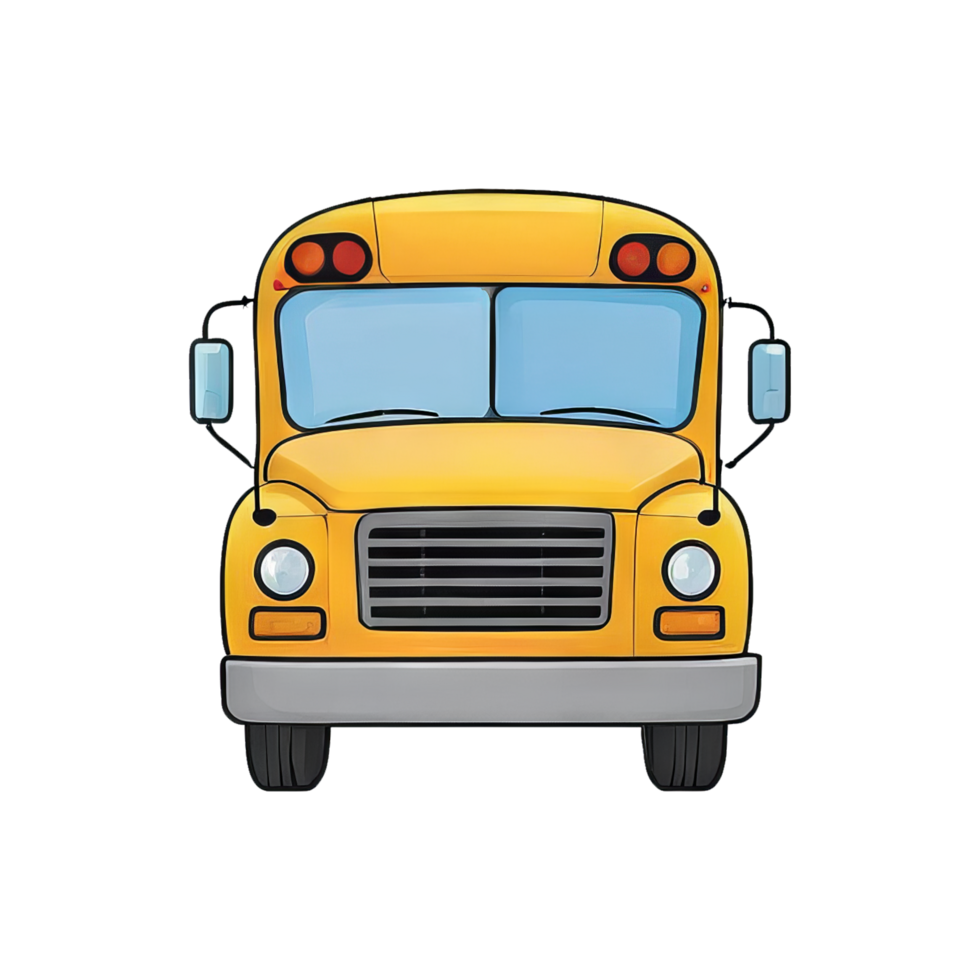 ai généré école autobus main tiré dessin animé style illustration png