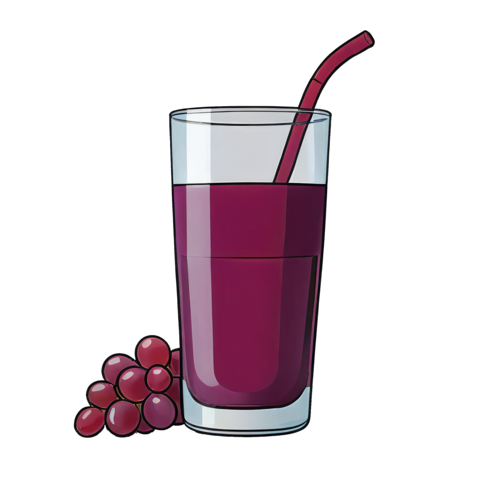 AI generated Grape Juice Hand Drawn Cartoon Style Illustration png