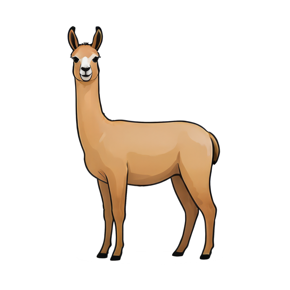AI generated Llama Hand Drawn Cartoon Style Illustration png