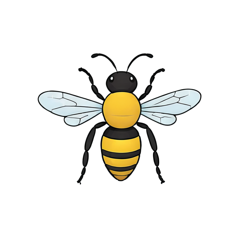 ai généré abeille main tiré dessin animé style illustration png