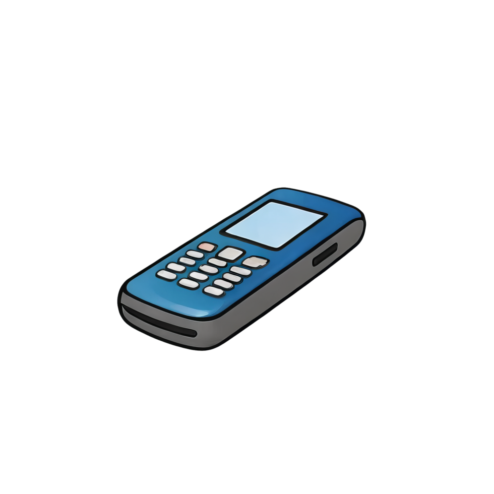 ai généré clavier téléphone main tiré dessin animé style illustration png