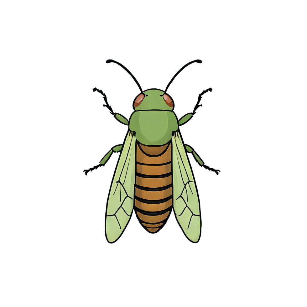 AI generated Cicada Hand Drawn Cartoon Style Illustration png