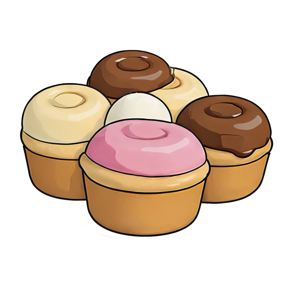 ai généré la glace crème Rouleaux main tiré dessin animé style illustration png