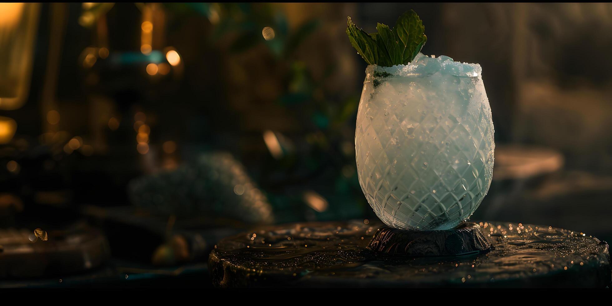 AI generated Frosted Glass of Mint Mojito photo