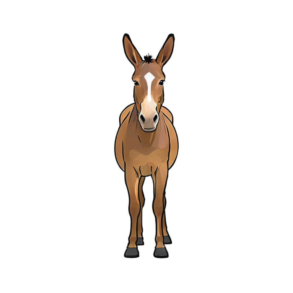 AI generated Mule Hand Drawn Cartoon Style Illustration png