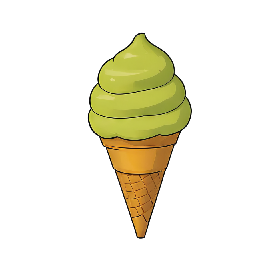 AI generated Ice Cream Pistachio Hand Drawn Cartoon Style Illustration png