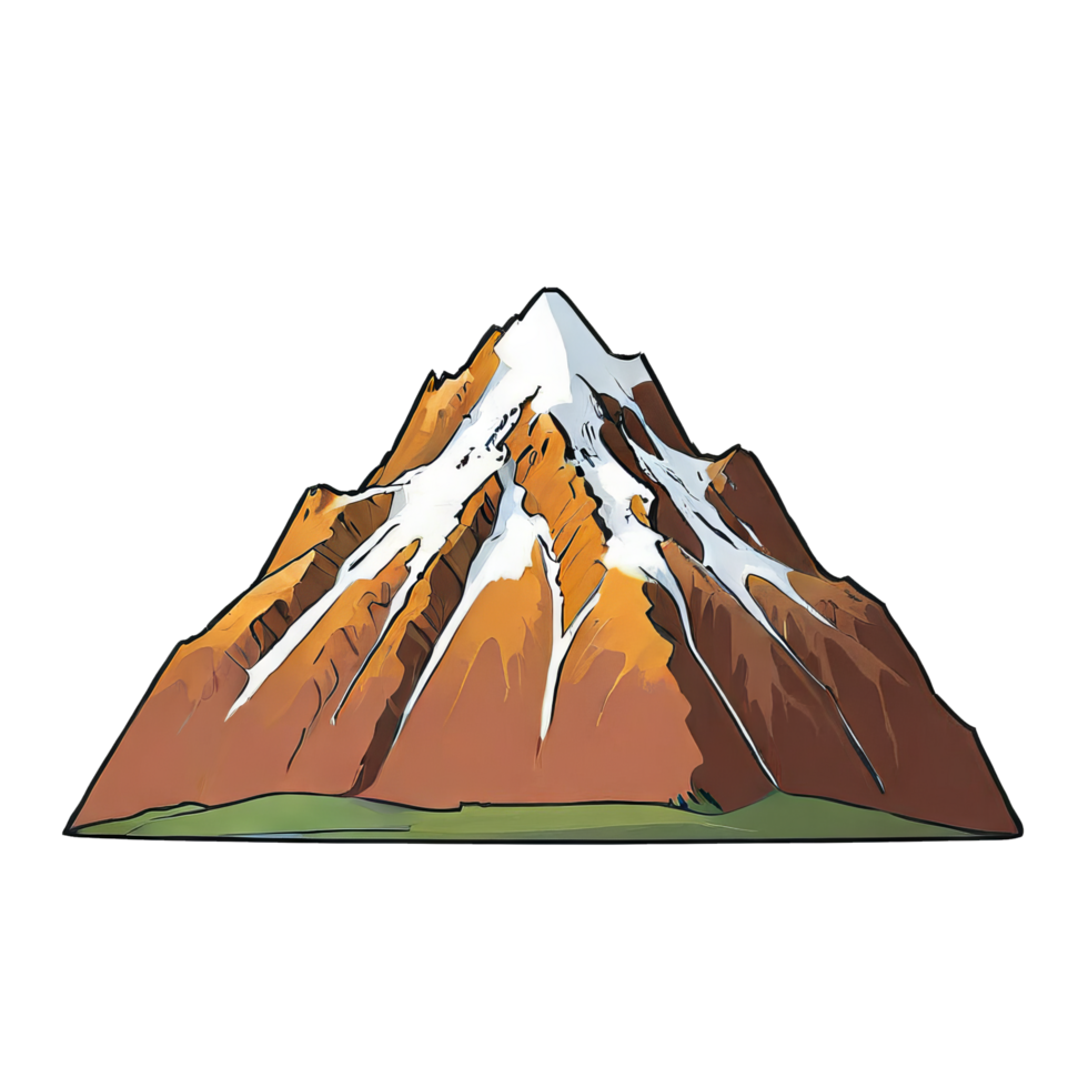 AI generated Mountain Hand Drawn Cartoon Style Illustration png