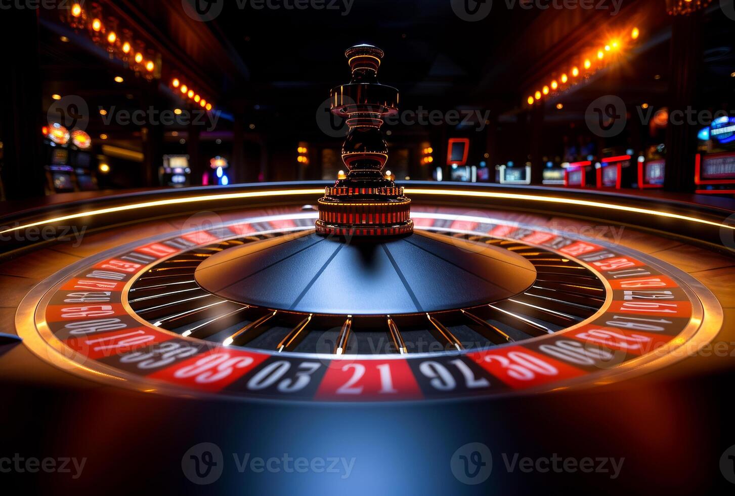 AI generated Roulette in the casino. The rapid spin of a roulette wheel photo