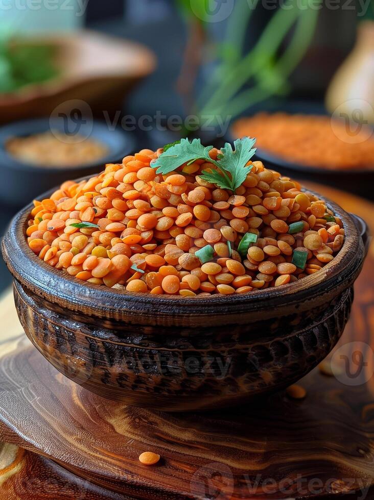 AI generated the bowl of lentil is on top of the bowl photo