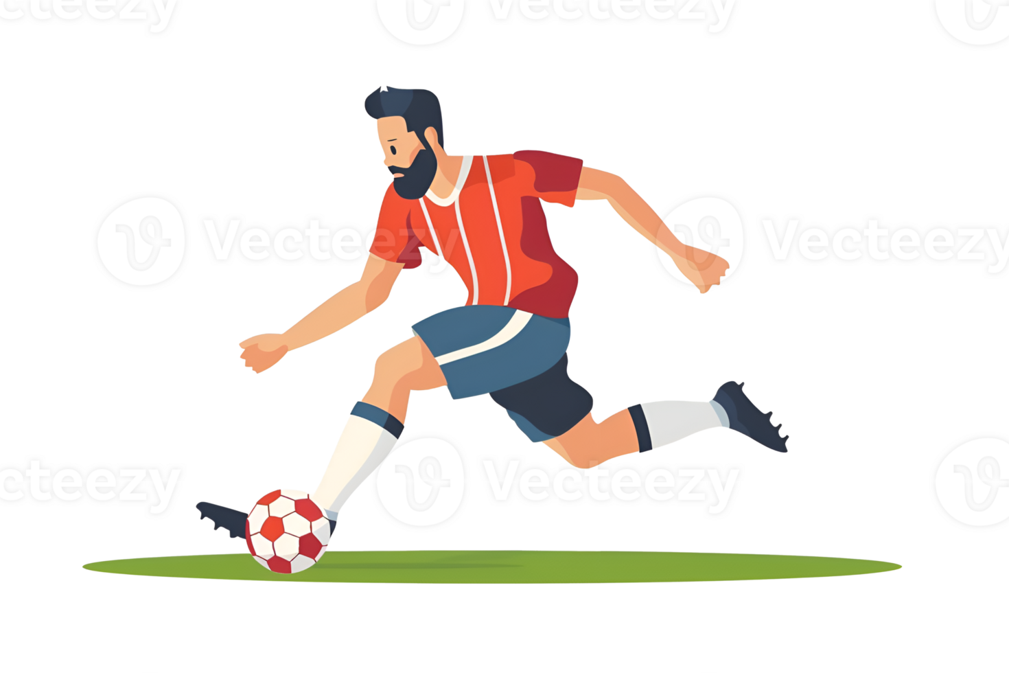 AI generated Flat design group of man football players png