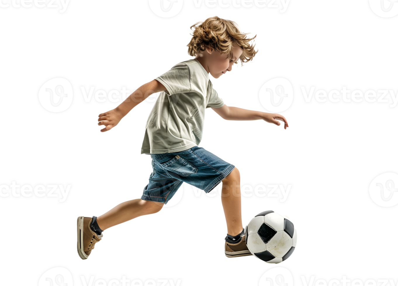 AI generated young boy playing football png