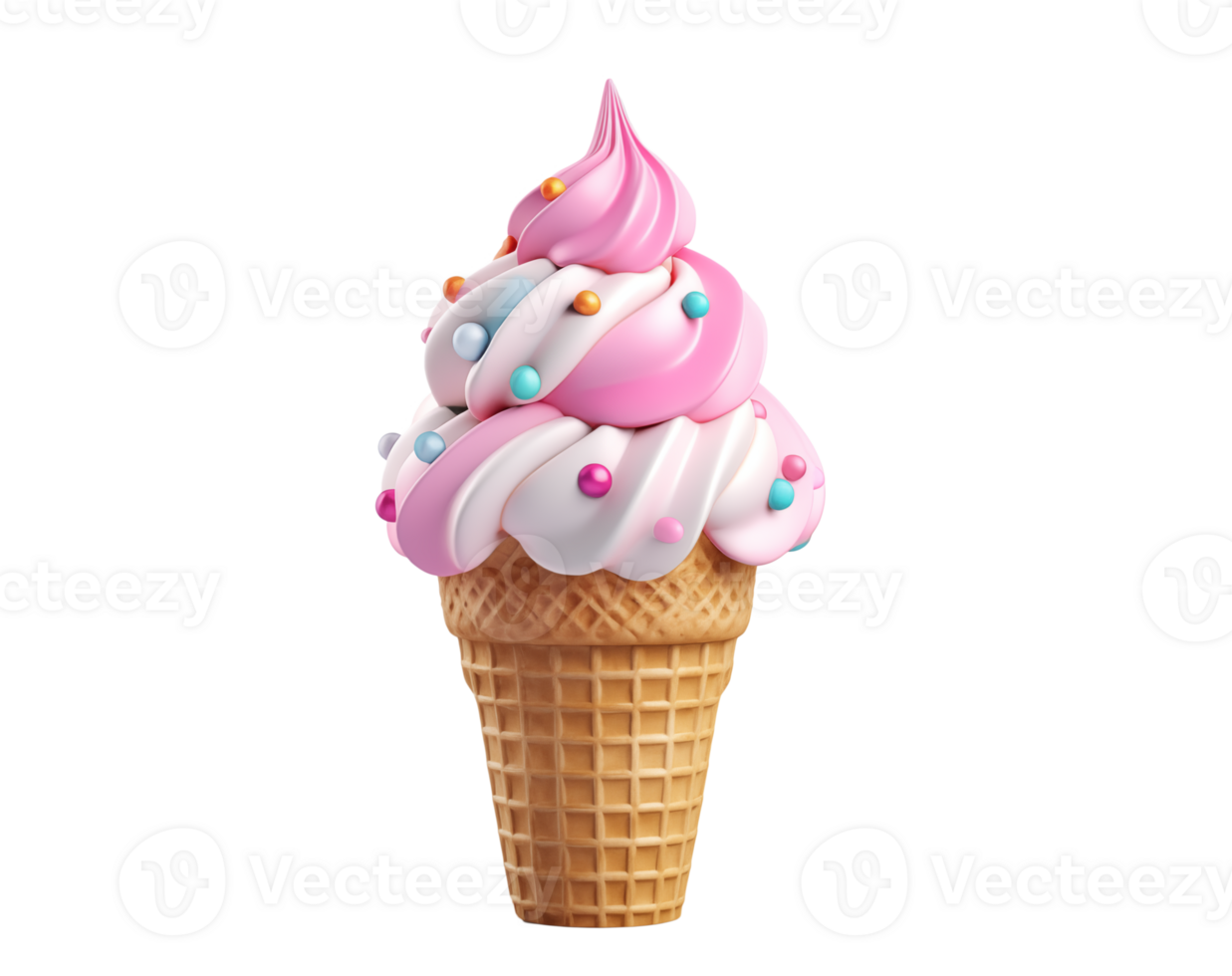 AI generated 3D render of cute ice cream isolated png