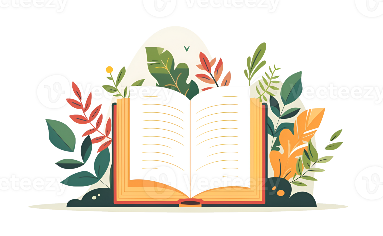 AI generated Flat design open book illustration png