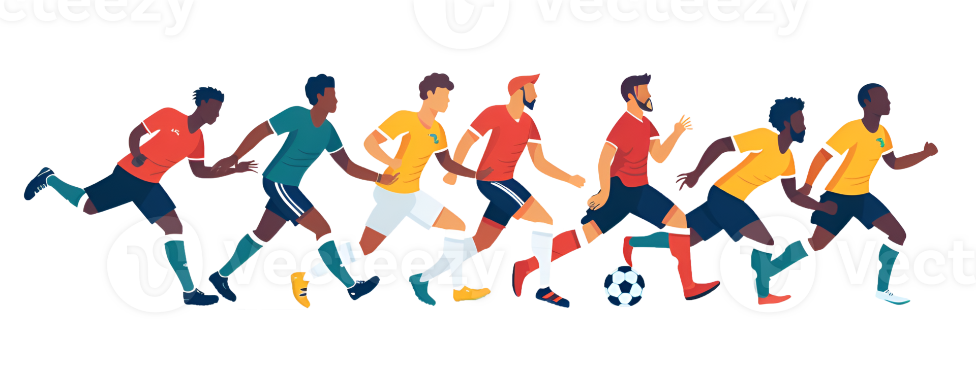 AI generated Flat design group of man football players png