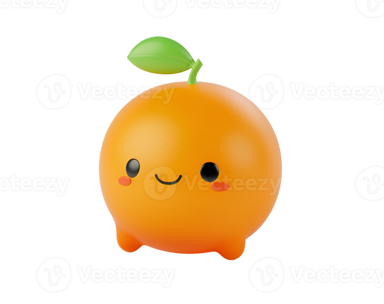 AI generated 3D render of cute orange isolated png