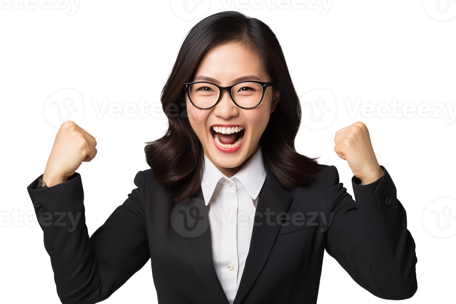 AI generated portrait of happy and joyful asian businesswoman png