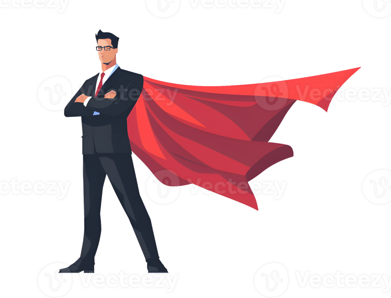 AI generated businessman with red cape png
