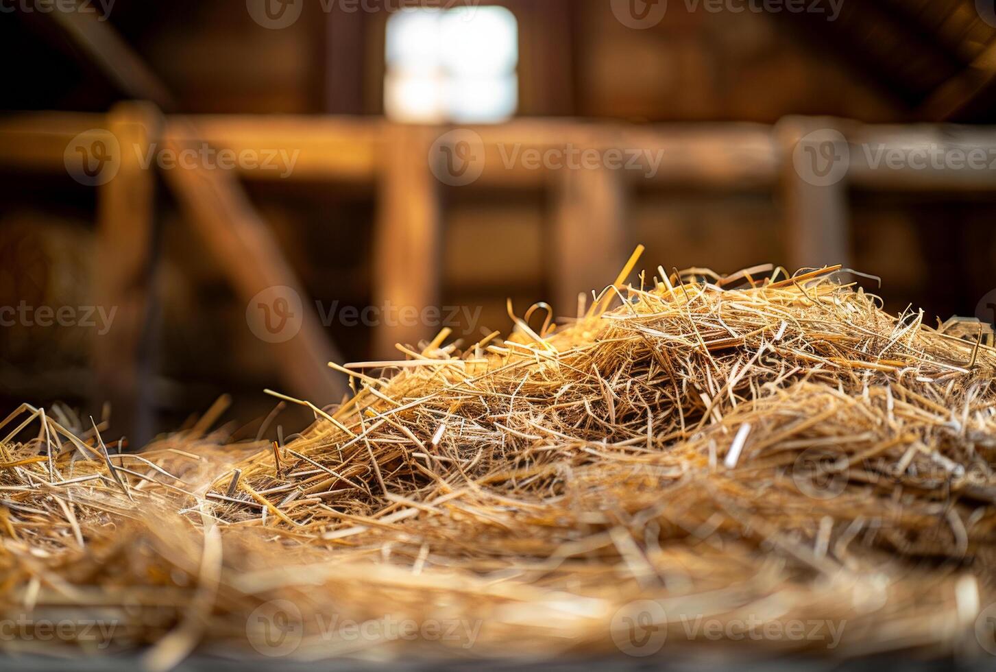 AI generated Hay is pile of dry grass in the barn photo